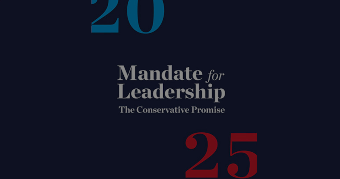 Image featuring the cover of Project 2025: Mandate for Leadership