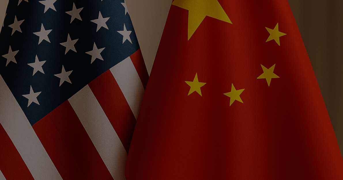 The flags of the United States and China